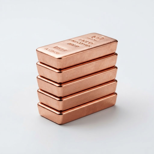 Several 1kg copper bars stacked neatly